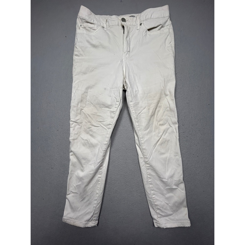 Seven7 High Rise Skinny Crop Cotton Blend White 12 Womens